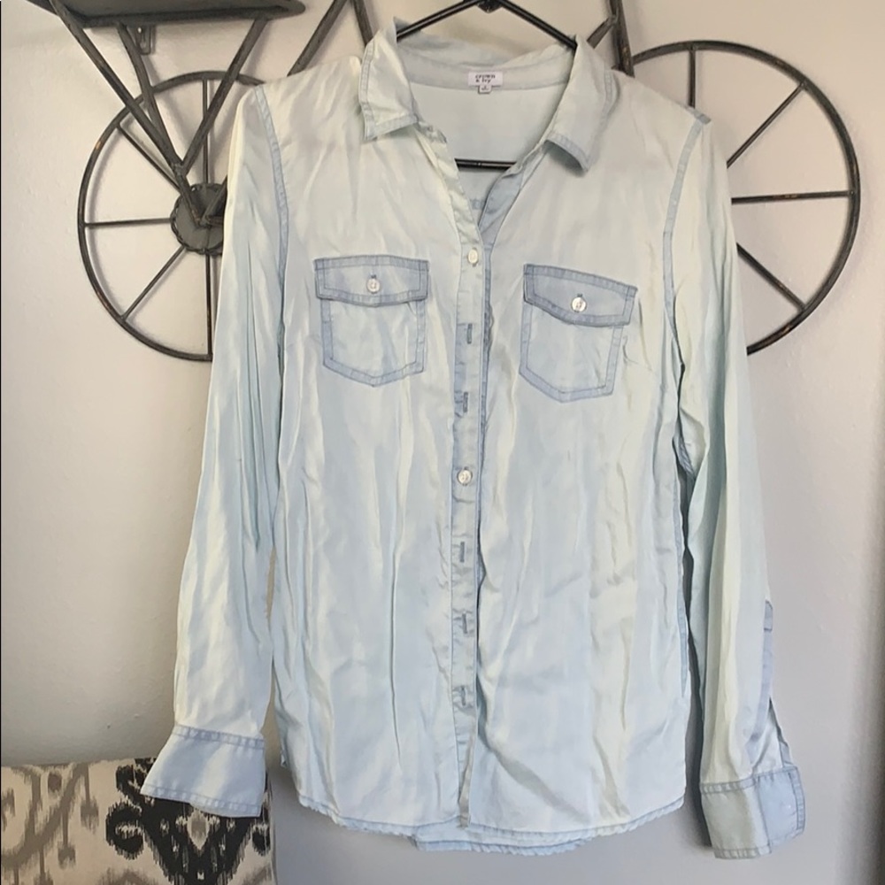 crown and ivy blue jean shirt